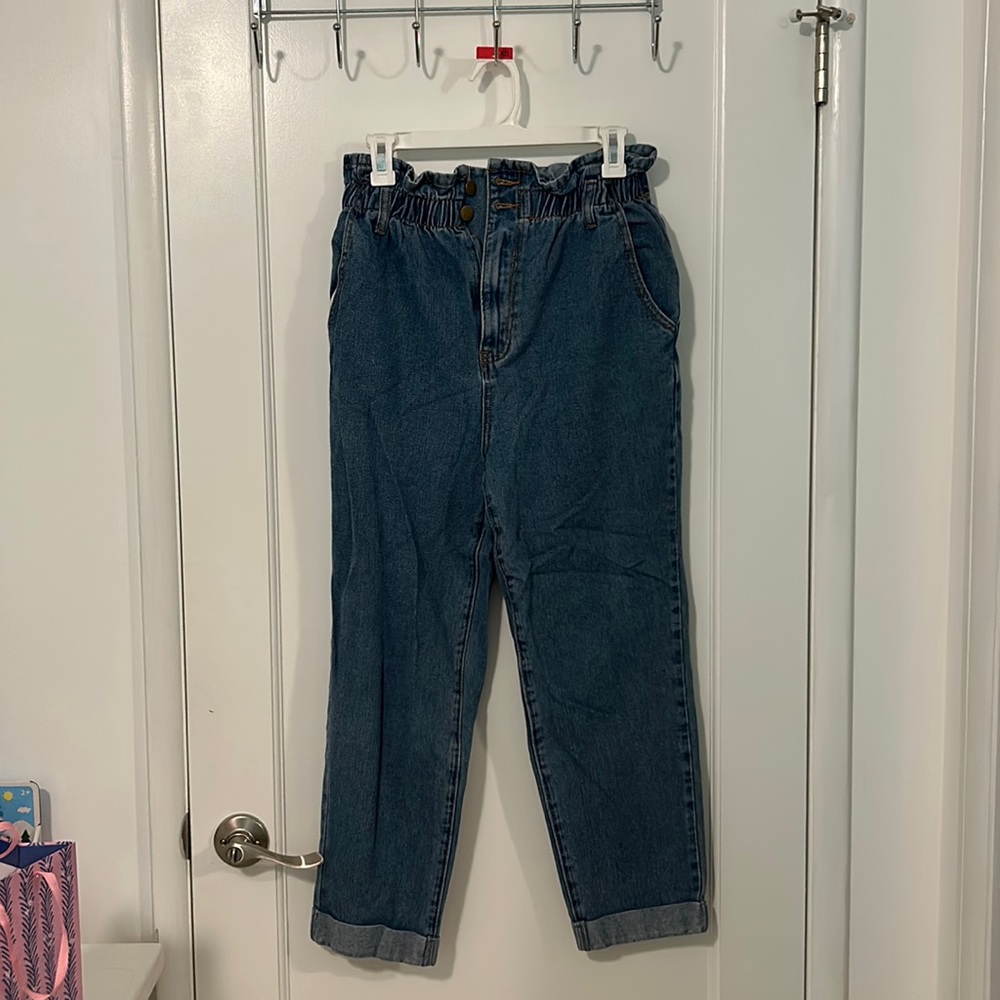 Forever 21 Denim Paperbag Straight Wide Leg Pants Size 27